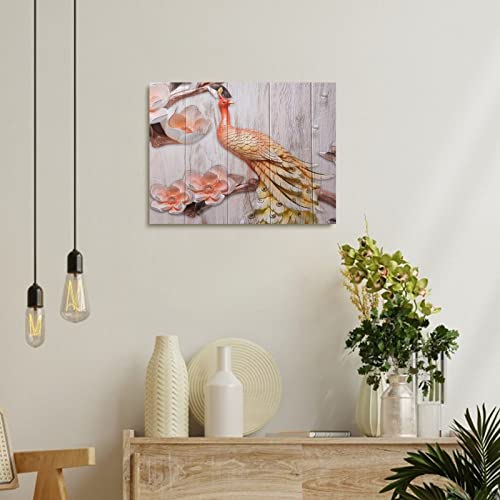Cuadro de pavo real enmarcado para decorar una sala elegante y moderna 4