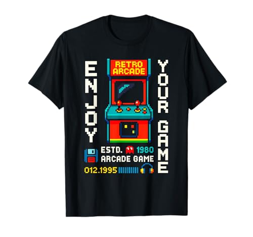 Retro Arcade Gamer 1980 Disfruta Juegos Estilo Pixel Friki Camiseta