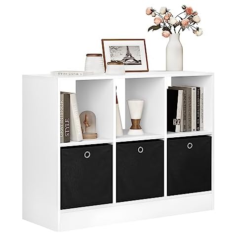 WOLTU SK033ws 3-Drawer Bookcase with 6 Compartments Cover