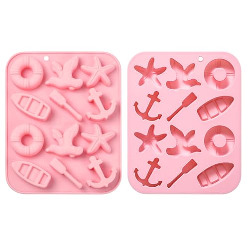 Molde de silicona para chocolate tema marino 2 piezas miniatura 1