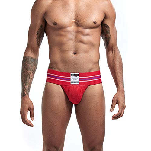 JOCKMAIL Ultra-wide Belt Sexy Men Underwear Jockstrap Briefs Men G String Thongs Gay Underwear (XXL, Red) - Image 4