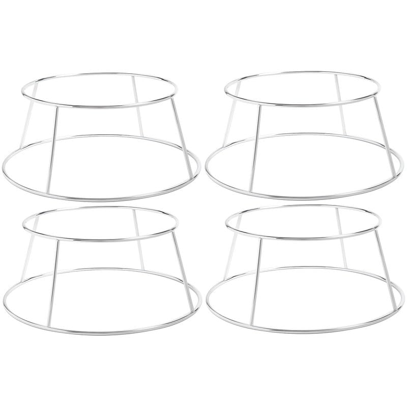 OCS Parts 4-Pack Round Chrome Plated Steel Food Display Stands | Metal Display Stands for Pizza, Desserts, and Appetizers