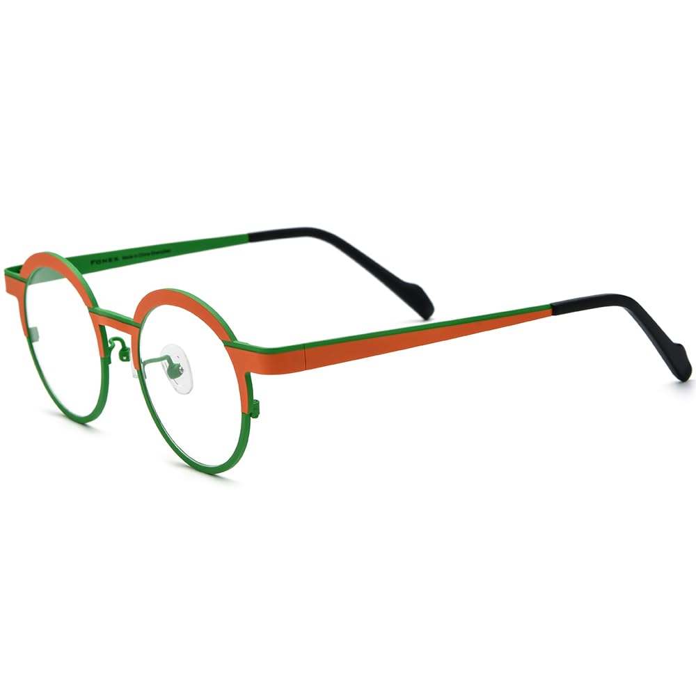 FONEX Colorful Pure Titanium Glasses Frame Women Retro Round Eyeglasses