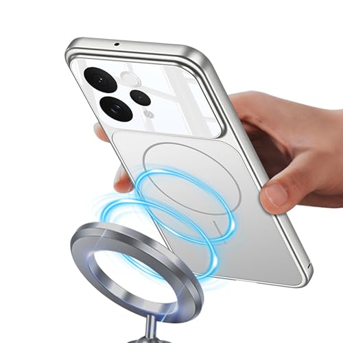 Image of BOUNCEBACK Shockproof Rubber + Glass Hybrid Back Case Cover Support Mag - Charge for Vivo V70 / Vivo V70 Elite - Silver