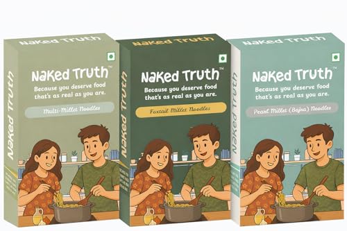 Image of Naked Truth Millet Noodles Combo Pack of 3 | No Maida Veg Hakka Noodles | High Fiber Healthy Noodles | Non-Fried Ready to Cook (Multi Millet + Foxtail Millet + Pearl Millet Noodles) | No MSG /Preservatives