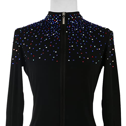Women's Girls 'black Ice Figure Skating Jacket Rok Top Sportswear Stretch Stoffen Trainingskleding Met Gekleurde… - Image 6