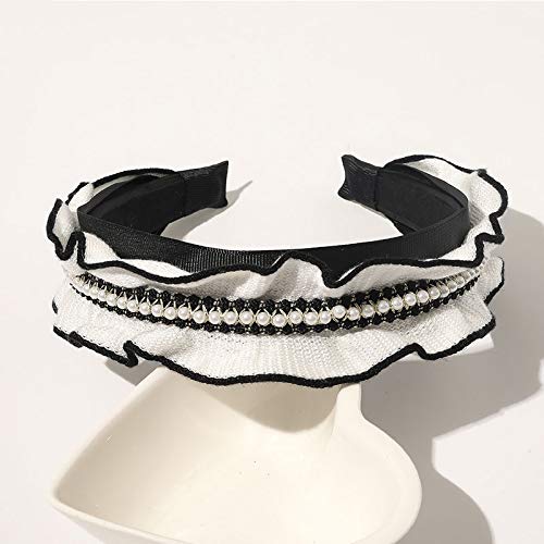 Opaska na głowę moda damska nakrycia głowy koronkowa perłowa kwiatowa tkana opaska Hairband szeroka modna opaska dziewczyna obręcz do włosów akcesoria do włosów