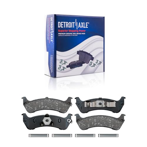 Image of Detroit Axle - Rear Brake Pads for 98-02 Ford Ranger 97-01 Mercury Mountaineer 95-01 Explorer 01-03 Explorer Sport, Ceramic Brake Pads w /Hardware Replacement