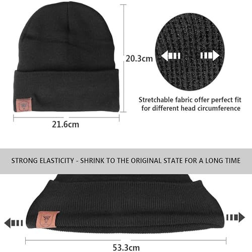 OZERO Knit Beanie Winter Hat for Young Men Women : Windproof Thermal Thick Polar Fleece Snow Skull Cap for Cold Weather AC Protection Running, Hiking, Travel - Trendy Fashion Hat for Youth - One Size