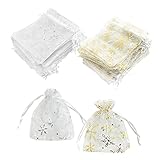 El paquete incluye: 100 bolsas de gasa transparente navideñas (incluyendo 50 piezas de patrón dorado y 50 piezas de patrón plateado), el tamaño es de 9 x 12 cm y los patrones de copo de nieve en diferentes colores son muy eye-catching.It es el mejor regalo para bodas y fiestas.
