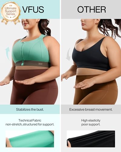 High Impact Zip Front Adjustable Sports Bra No Bounce Criss Cross Plus Size Bras for Women Workout Running3