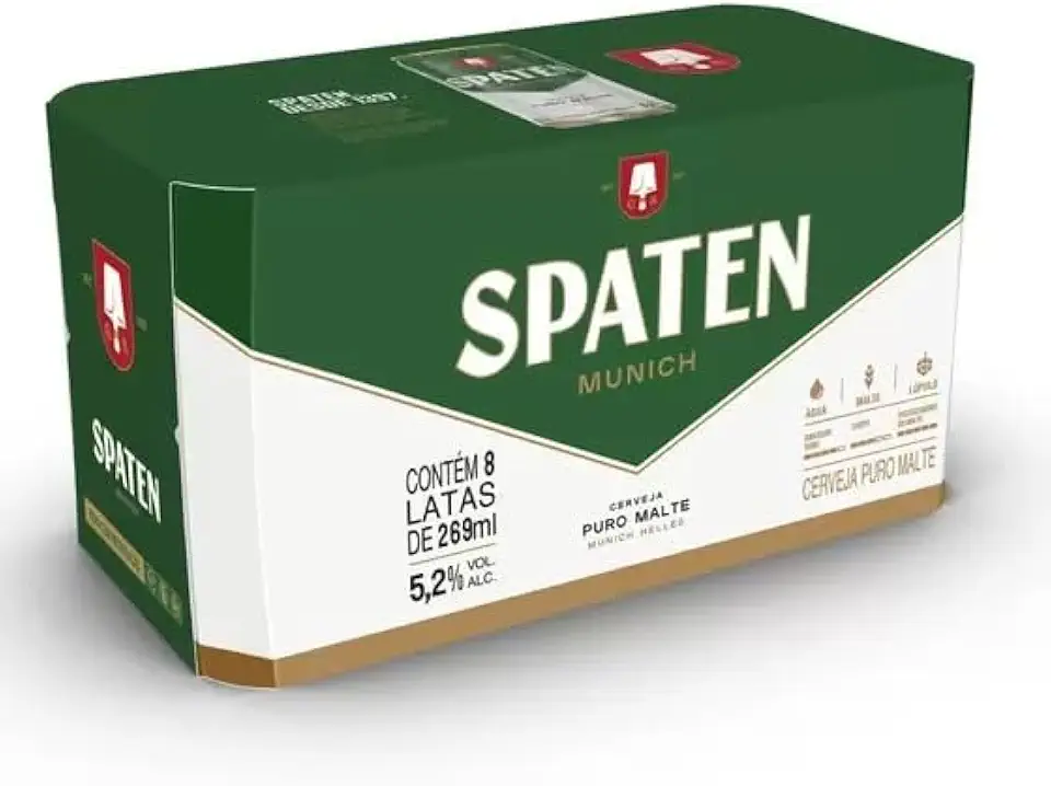 Pack Cerveja Spaten, Puro Malte, 269ml, Lata - 8 Unidades