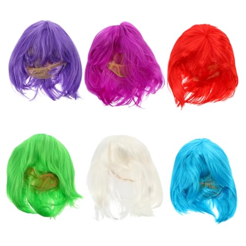 MOTHNUR 6個 色ショートボブウィッグ 耐久性製 コスプレパーティー用 仮装舞台衣装向け注目ヘアアクセサリー