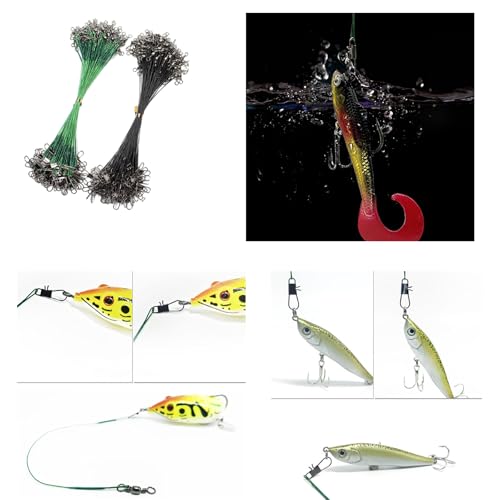40 piezas de línea de pesca anti-mordedura de acero con giratorios miniatura 2