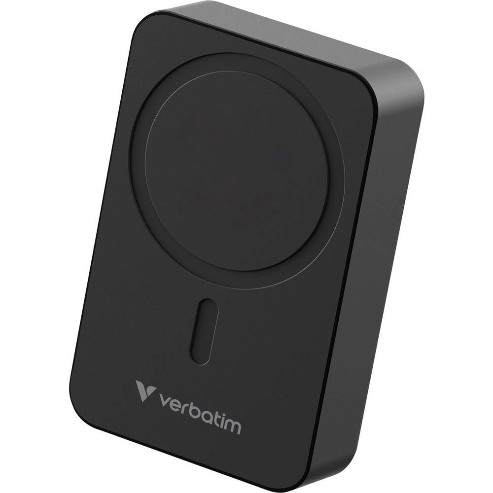 Verbatim Charge 'n' Go Essentials MagSafe 20.000 mAh 15 W magnetico, PD 20 W, funzione di ricarica rapida con indicatore LED per iPhone 16/15/14/13/12 Pro/Pro Max, incluso cavo USB-C a USB-C, nero | Powerbank MagSafe da 20000 mAh con ricarica wireless da