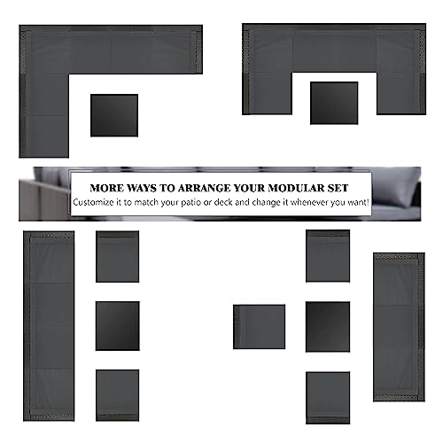 Skyfish 7-Pieces Modular Outdoor Sectional Wicker Sofa Patio Furniture Sets, Handwoven Pe Wicker Rattan Patio Furniture Conversation Sofa Set With 100% Sponge Cushion And Glass Table (Grey Cushion) #TOP5