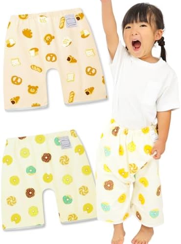 （17:30時点） [SORONSO] おねしょズボン サラリーノ®【1歳〜小学生】 夏 4サイズ お名前タグ ウエスト調節 防水 おねしょパンツ 男の子 女の子 (JP, アルファベット, M, 【2枚入り】 パン&ドーナツ)