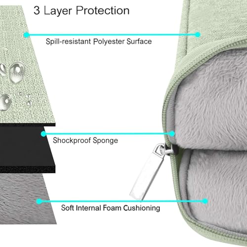 Image of MOCA Laptop Case 13 inch, Laptop Sleeve Compatible with MacBook Neo /Air /Pro 13 inch with A18 /M5 /M4 /M3 /M2 /M1 Chip 2026-2016, Polyester Vertical Computer Sleeve Bag with Pocket (Light Green, 13 inch)