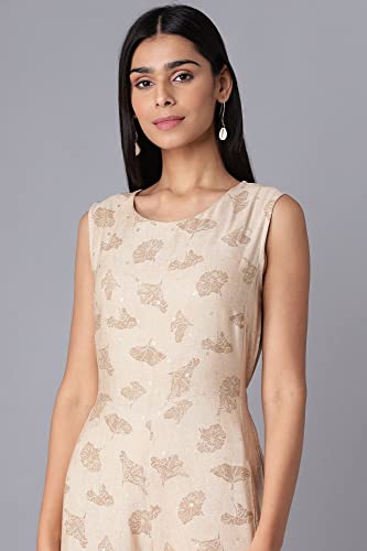 Image of W For Woman Almond Beige Printed Jumpsuit
