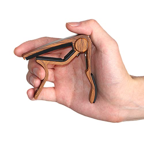 Acoustic Guitar Capo For Acoustic Guitar - Electric Guitar Capo With Pick Holder - Quick Change Trigger Capo Acoustic Guitar - Great Gifts For Guitar Ukulele Players - Wood #TOP3
