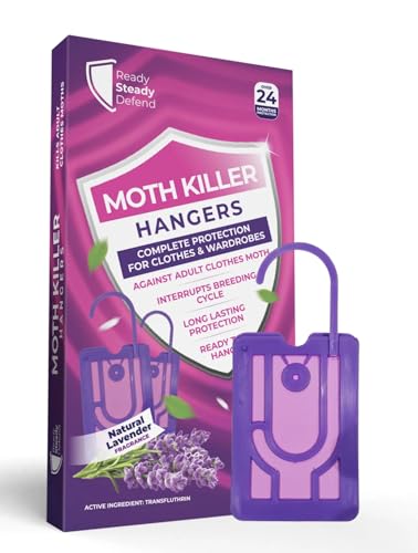 9-Pack Clothes Moth Killer Hangers for Wardrobes: Clothes Moth Repellent | Contains Transfluthrin | Moth Protection for Wardrobes and Drawers | Up to 3 Months Protection per Hanger | Lavender-Scented