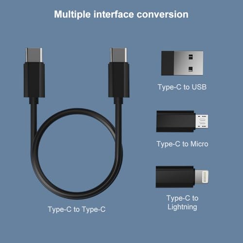 YANZIE USB Adapter, Micro USB Charging Cable with USB C Lighting Adapter, Lighting to USB C Adapter, Multi Charging Cable Storage Box Contains SIM Card Holder