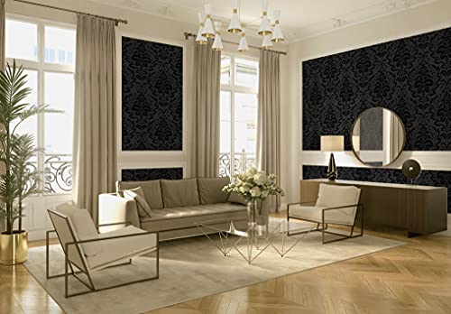 A.S. Création Vliestapete - Barock Tapete in Schwarz - Tapete für verschiedene Räume - Wandtapete in 10,05 m x 0,53 m