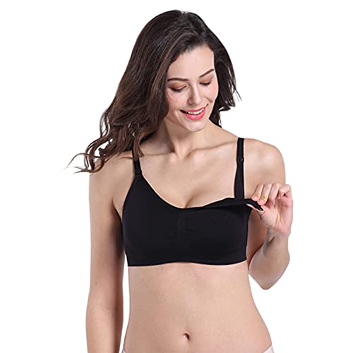 Stelle Nursing Bras Maternity Bra for Breastfeeding Pregnancy Wireless Bralette with Pads, Extenders (Black+Beige+Rose Pink,XXL) — view 3