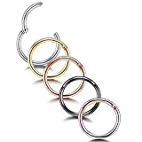 aro septum Tamaño: Espesor de la barra:18g (1.0mm), Diámetro interior:8mm. Por favor, elija cuidadosamente el espesor y el diámetro del anillo de la nariz más adecuado para su perforación.
