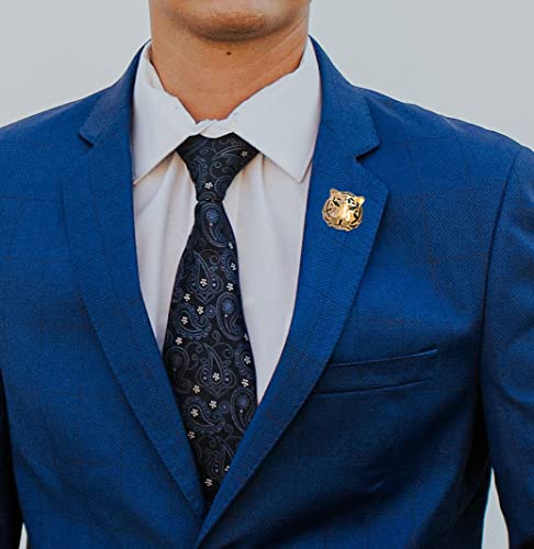 Rhinestone Tiger Head Brooch Pins.gold Silver Animal Lapel Pin,Charm Lion Coat Collar Brooch For Men Suit Pin (Gold) #TOP1