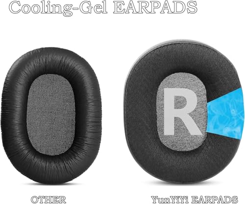 Cooling Gel Earpads para Auriculares PreSonus HD5/HD9/Eris HD10BT | Almohadillas de Repuesto con Tela de Malla y Espuma de Alta Densidad para Cancelación de Ruido, Mayor Grosor-Negro miniatura 5