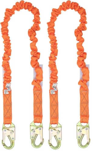 Image of Malta Dynamics 6' Stretch Shock Absorbing Fall Protection Lanyard, OSHA /ANSI Compliant (Pack of 2)