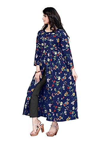 Image of H.E HAMZA ENTERPRISER Printed Crepe Material Brown Western Dress For Women