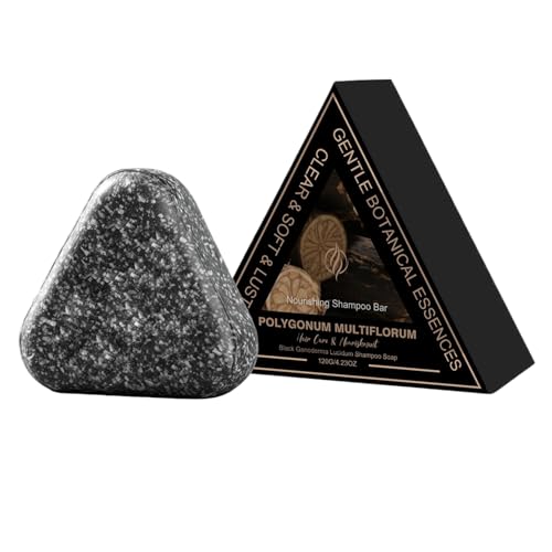 Barra de champú natural de 120 g: jabón fortalecedor de forma triangular, cuero cabelludo y barba con fórmula a base de plantas, gel de baño sin residuos, producto para el cuidado del cabello, champú