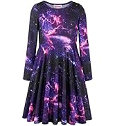 JESKIDS Little Girls Long Sleeve Dress Tie Dye/Unicorn/Flamingo Dress Twirl Swing Party Dresses w...