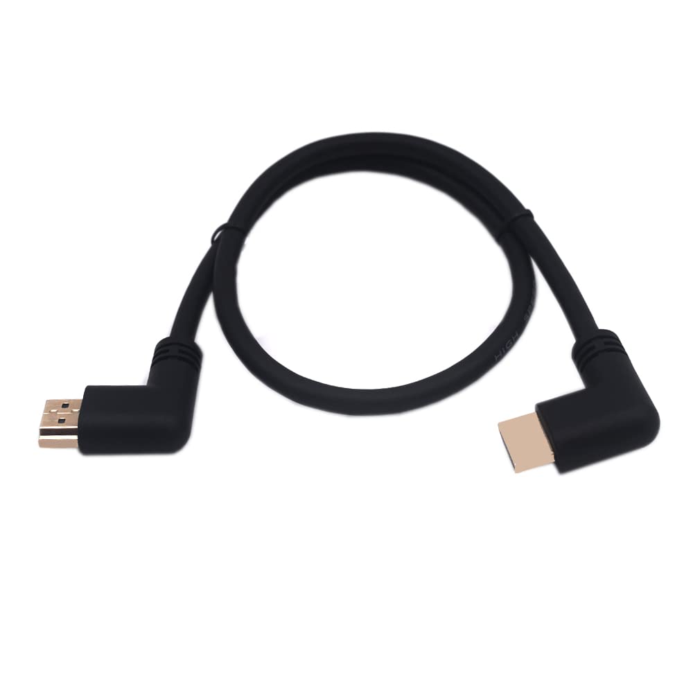 Kework1.5ft HDMI 4K Adapter Cable, 90 Degree Left Angle HDMI Male to 90 Degree Right Angle HDMI Male Cable, HDMI 2.0 Version Ultra HD High Speed Shield Cord, 4K@60HZ (Left AM to Right AM)
