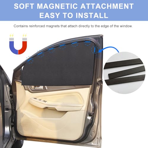 2PCS Car Window Shade, 19.3"×29.1" Magnetic Auto Front Side Window Cling Sunshade, Car Window Screen for Sun, Glare and UV Rays Protection, Vehicle Sun Shades for Baby - Image 4