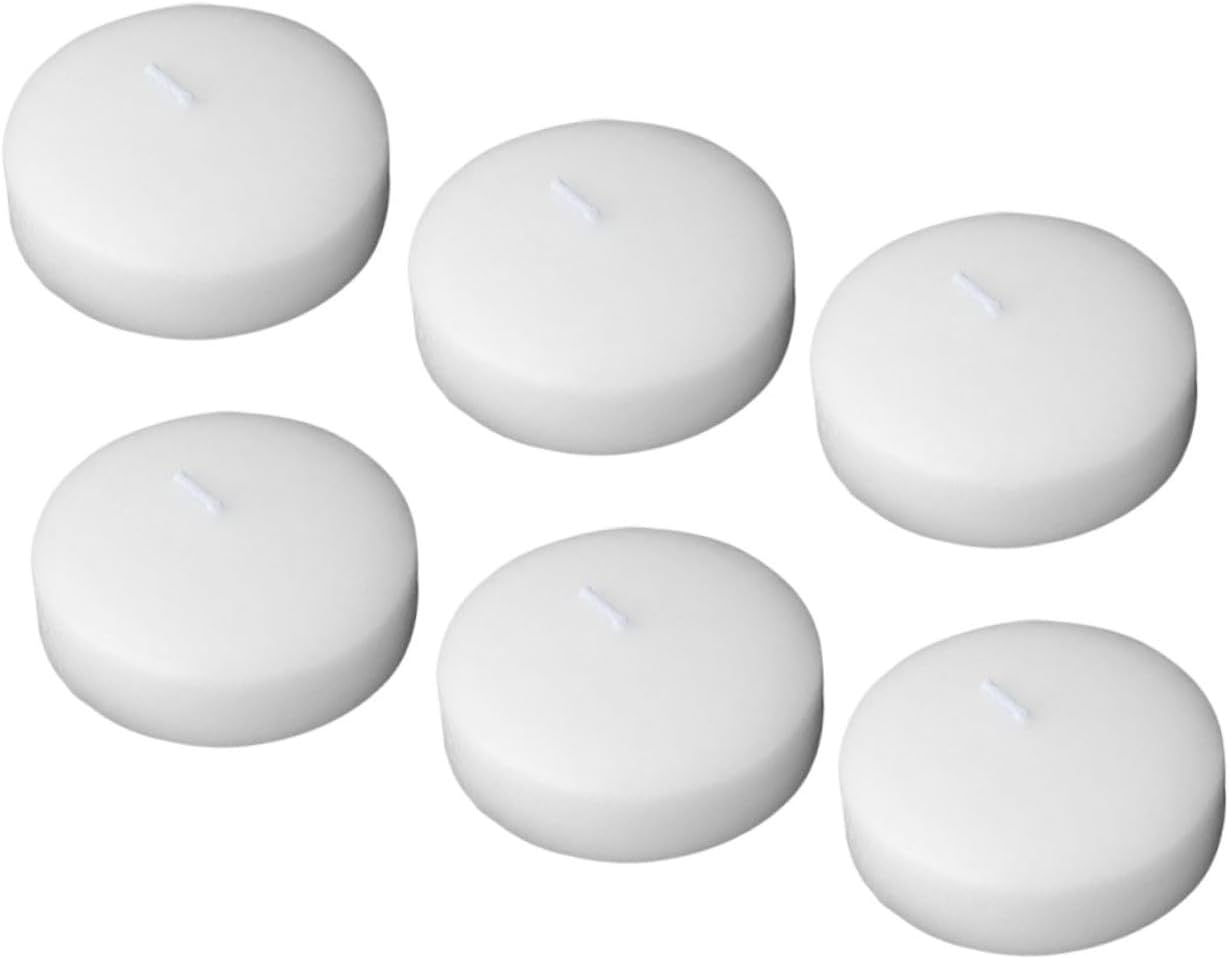 Alipis White Floating Votive Candles 6pcs Small Round Unscented Tea Candles 4.5x2.5cm for Wedding Party Romantic Dinner and Outdoor Water Floating Decor