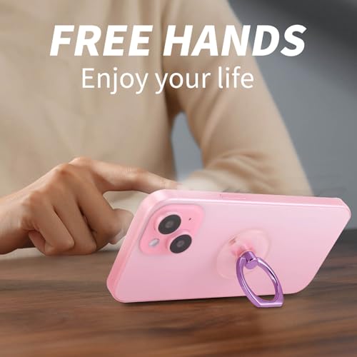 Image of 2 Pack Jsoerpay Clear Phone Ring Holder, Transparent Cell Phone Ring Grip 360Rotation Finger Ring Stand, Phone Kickstand Compatible with Most of Phones, Tablet and Case, Lavender
