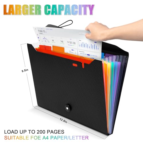 Nicecho Expanding File Folder, 7 Pockets Accordion File Organizer, A4 Letter Size Paper Document Receipt Organizer Accordian Filing Folder for Classroom, Home, Office and Travel