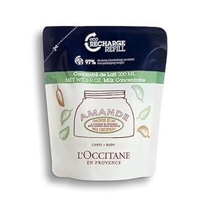 L’Occitane Almond Milk Concentrate 200ml, 6.9 oz Refill: 48 Hour Hydration*, Smooth, Visibly Firm Skin, Delicious Scent, With Almond Oil, Soften Skin
