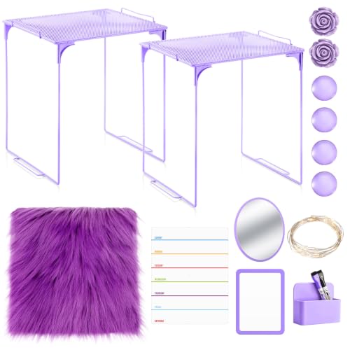 11 Pcs Locker Accessories for School Supplies, Light Purple, Classic