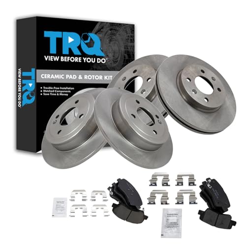 TRQ Front and Rear Brake Pad and Rotor Set Ceramic Compatible with 2012-2017 Hyundai Accent Kia Rio