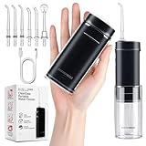 BarberBoss Tragbare Munddusche, kabelloses Mundduschegerät für Reisen, 3 Druckstufen, 6 Aufsätze,...