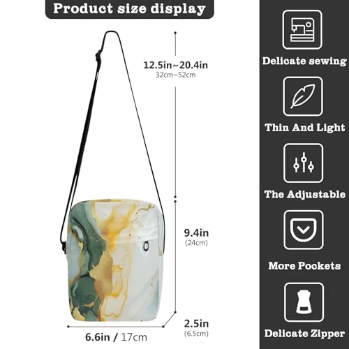 messenger bag cute crossbody bag men Shoulder Handbag For Travel Adjustable Strap for work work - Marble Yellow White3
