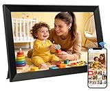 Frameo Digitaler Bilderrahmen WLAN 10,1 Zoll, 1280x800 Full HD IPS Touchscreen, 32GB Foto Rahmen, Automatische Drehung, Wandmontage Möglich, Fotos Teilen über Frameo APP, Geschenk für Eltern/Freunde