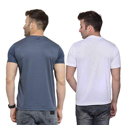 Image of TQH Men Dri Fit Polyester Half Sleeve Round Neck Multicolor t Shirts - Combo Set of 2