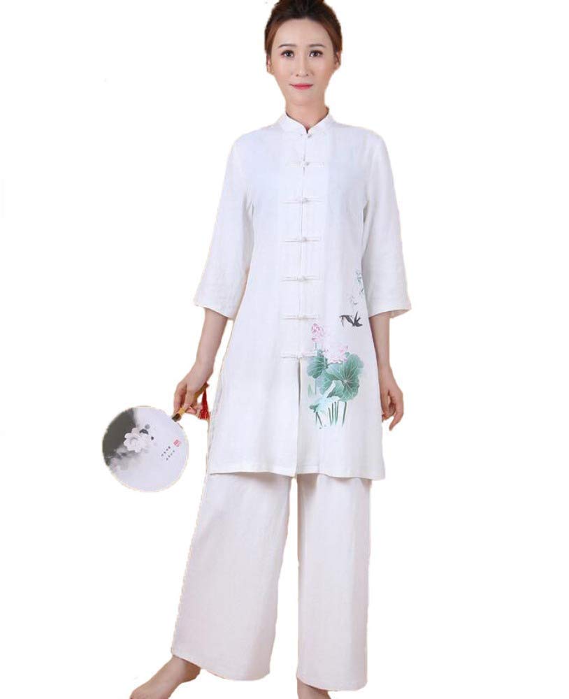 Uniforme de Tai Chi en lin traditionnel blanc ultra respirant