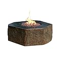 Elementi Columbia Outdoor Table 42 Inches Natural Gas Fire Pit Patio Heater Concrete Firepits Outside Electronic Ignition Backyard Fireplace Cover Lava Rock Included