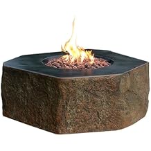 Elementi Columbia Concrete Fire Pit 42" x 42" Outdoor Patio Firepit Includes Lava Rocks Modern Fire Pits & Outdoor Fireplaces for Garden, Deck, Indoor & Outdoor Heating